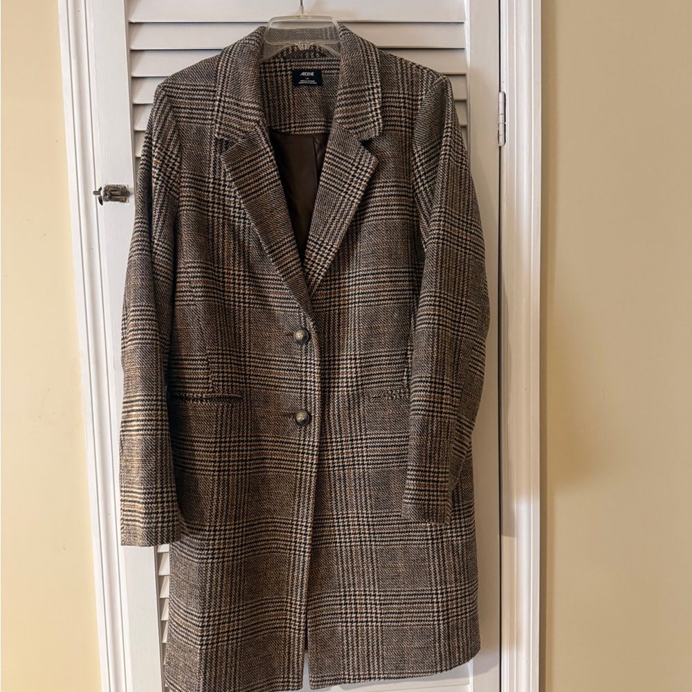 Ardene Brown Plaid Blazer Coat
